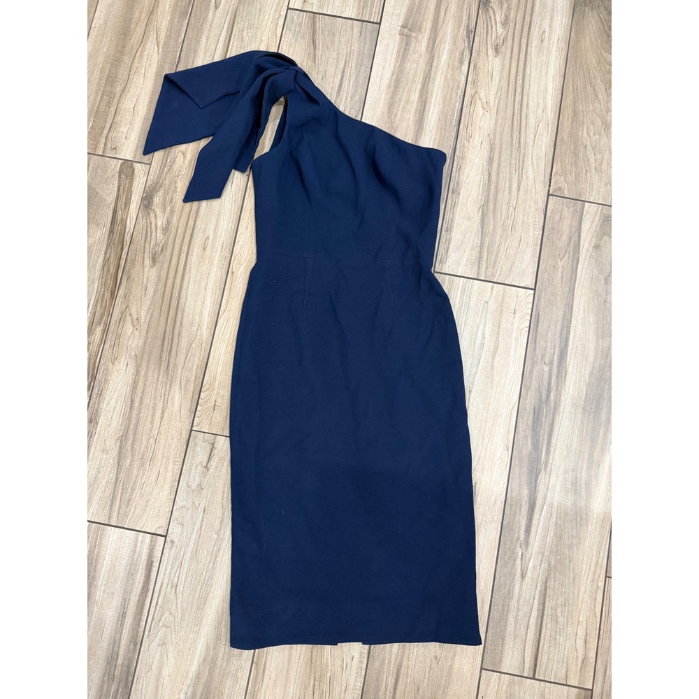 New! Dress the Population Tiffany One Shoulder Midi Dress Midnight Blue Medium - Picture 6 of 9
